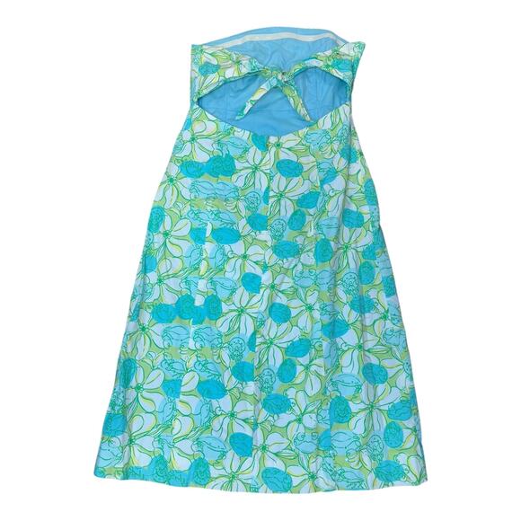 Lilly Pulitzer Strapless Tie Back Sundress 6 Blue Green Floral Print Vintage - Picture 3 of 6